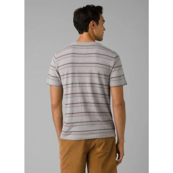 PrAna Cardiff Pocket T-Shirt Alloy Stripe Mens 2XL Short Sleeve Slim Fit NWT - Picture 2 of 2